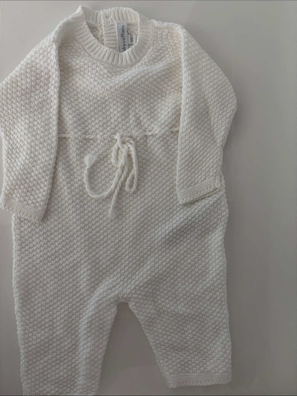 Baby Cottons NB White Knit Baby Romper
